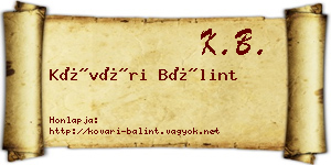 Kővári Bálint névjegykártya